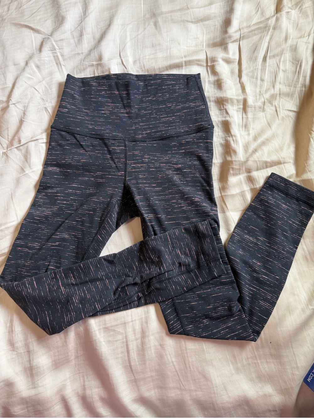 lululemon athletica Black Leggings with Pink  Detail